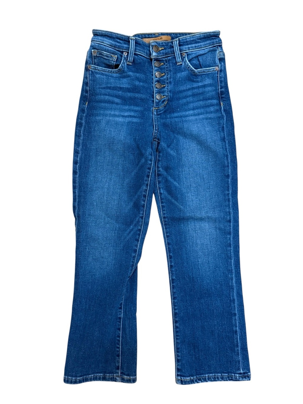 Joe's Jeans High-Rise Cropped Boot Button-Fly Jeans — Blue Denim